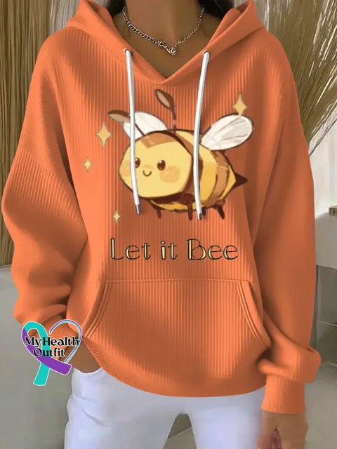 Let It Bee Art Funny Print Casual Hoodie Sweatshirt Orange / S
