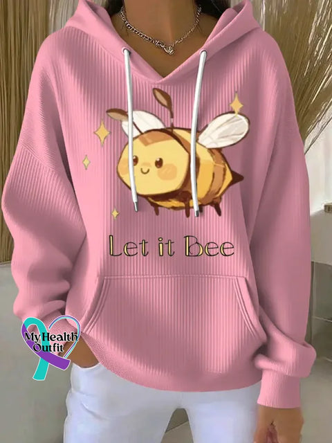 Let It Bee Art Funny Print Casual Hoodie Sweatshirt Pink / S