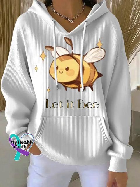 Let It Bee Art Funny Print Casual Hoodie Sweatshirt White / S