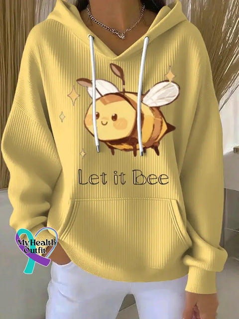 Let It Bee Art Funny Print Casual Hoodie Sweatshirt Yellow / S