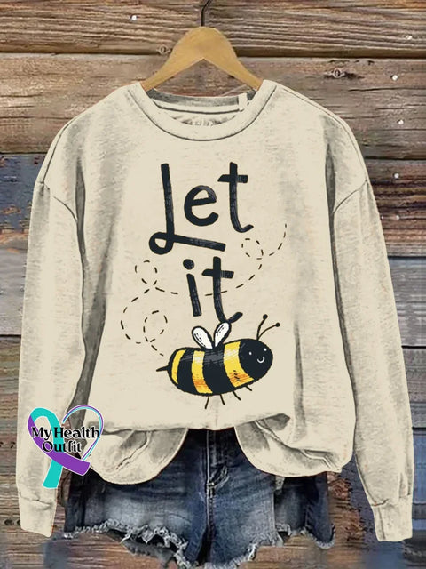 Let It Bee Art Print Casual Hoodie Sweatshirt Apricot / S