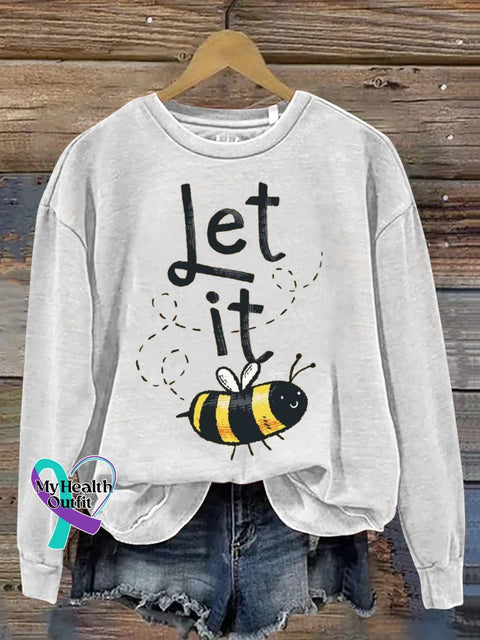 Let It Bee Art Print Casual Hoodie Sweatshirt White / S