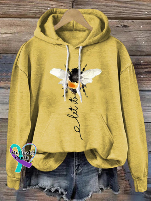 Let It Bee Art Print Casual Hoodie Sweatshirt Yellow / S