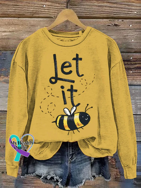 Let It Bee Art Print Casual Hoodie Sweatshirt Yellow / S