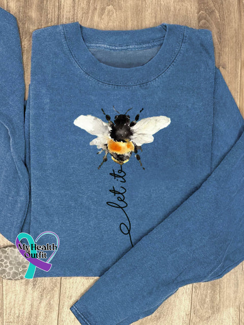Let It Bee Art Print Casual Sweatshirt Blue / S