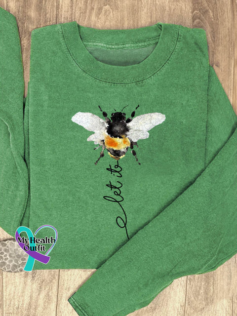 Let It Bee Art Print Casual Sweatshirt Green / S