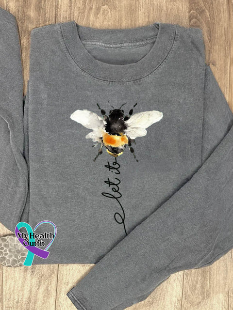 Let It Bee Art Print Casual Sweatshirt Grey / S
