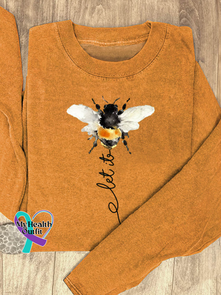 Let It Bee Art Print Casual Sweatshirt Orange / S