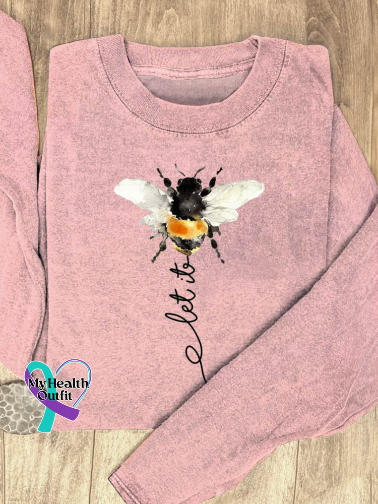 Let It Bee Art Print Casual Sweatshirt Pink / S