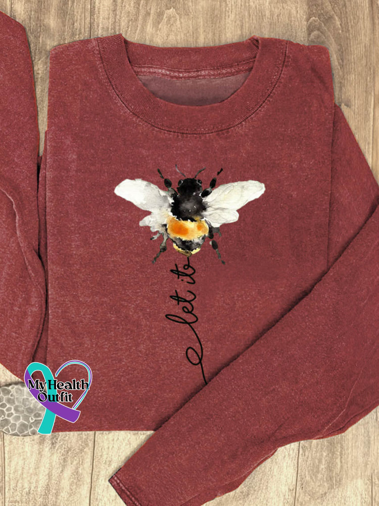 Let It Bee Art Print Casual Sweatshirt Red / S