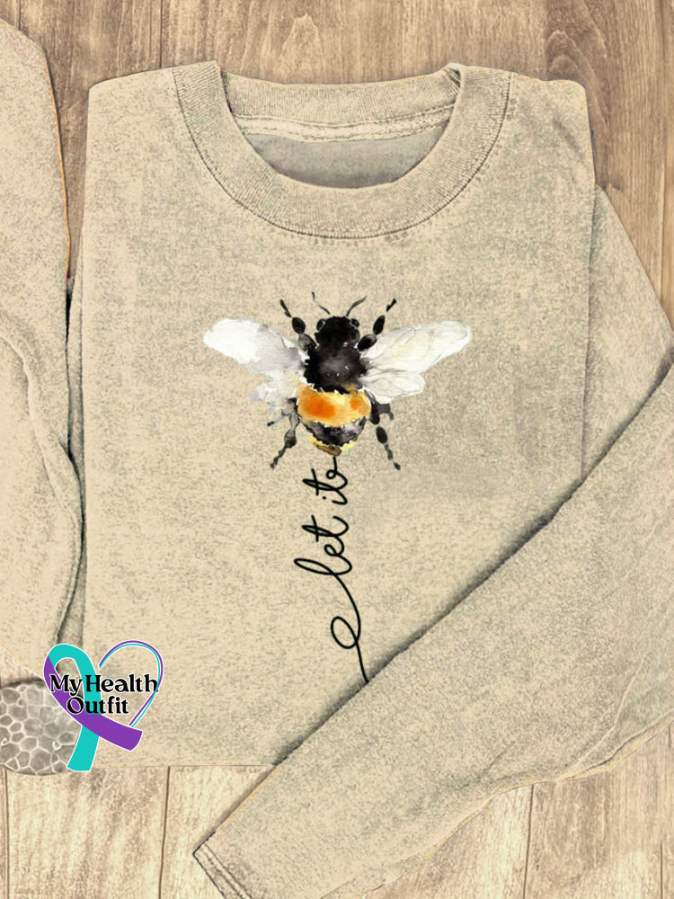 Let It Bee Art Print Casual Sweatshirt Sand / S