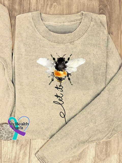 Let It Bee Art Print Casual Sweatshirt Sand / S