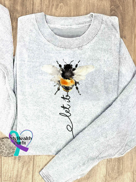 Let It Bee Art Print Casual Sweatshirt White / S
