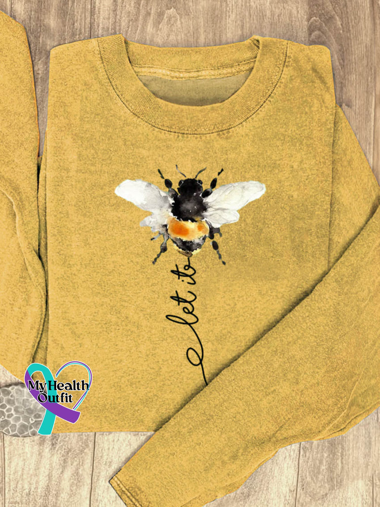 Let It Bee Art Print Casual Sweatshirt Yellow / S