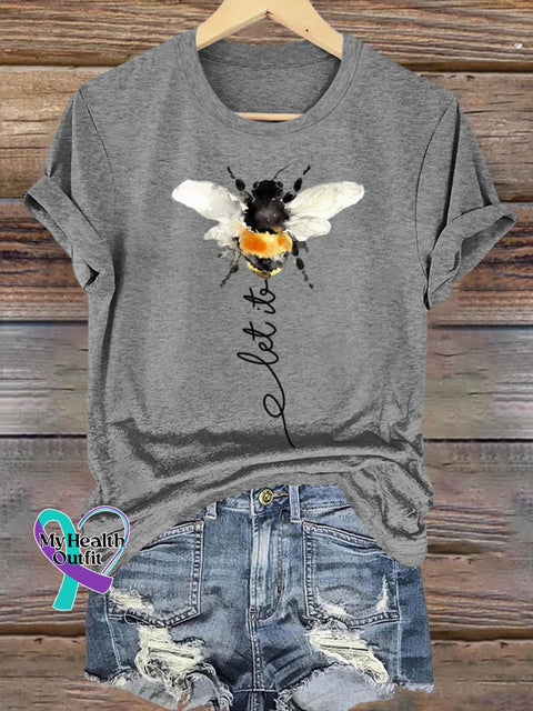 Let It Bee Art Print Casual T-shirt Grey / S