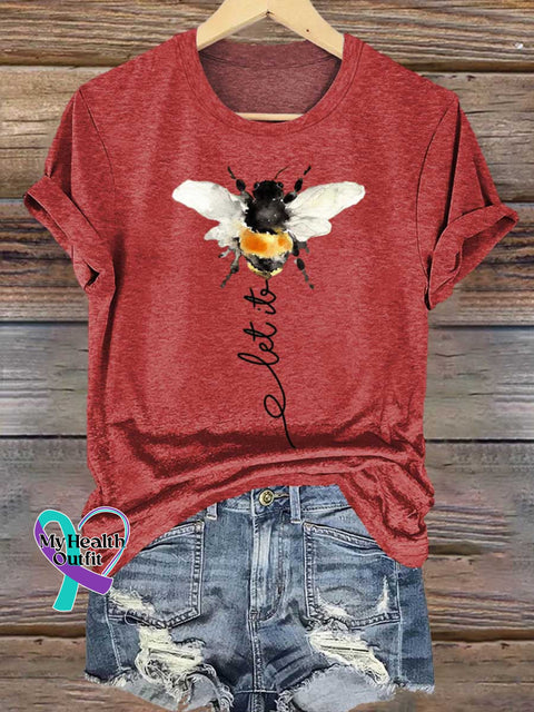 Let It Bee Art Print Casual T-shirt Red / S
