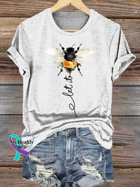 Let It Bee Art Print Casual T-shirt White / S