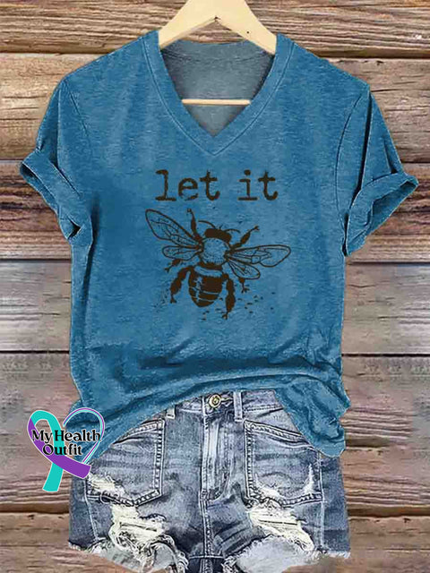 Let It Bee Art T-Shirt Blue / S