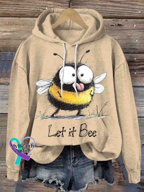 Let It Bee Casual Hoodie Sweatshirt Apricot / S