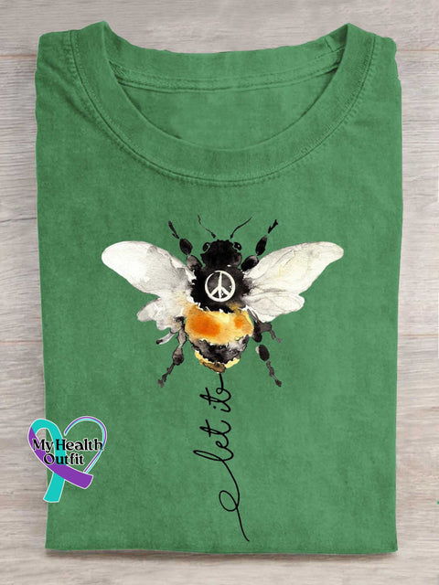Let It Bee Peace Sign T-shirt Green / S