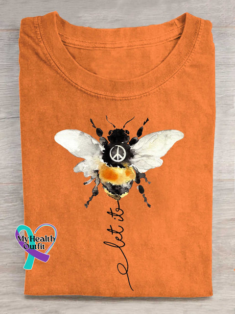 Let It Bee Peace Sign T-shirt Orange / S