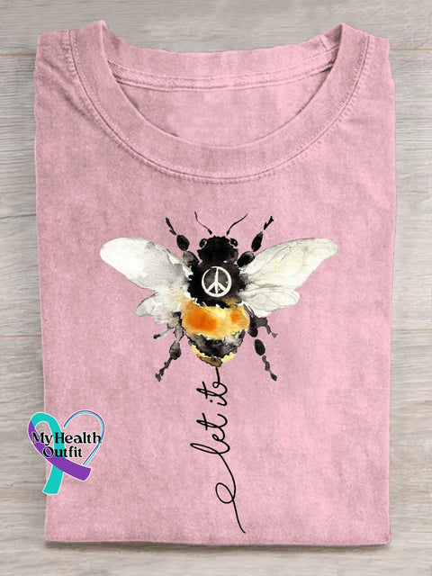 Let It Bee Peace Sign T-shirt Pink / S
