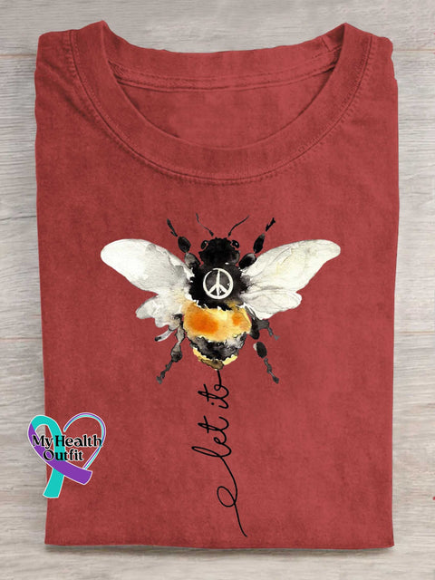 Let It Bee Peace Sign T-shirt Red / S