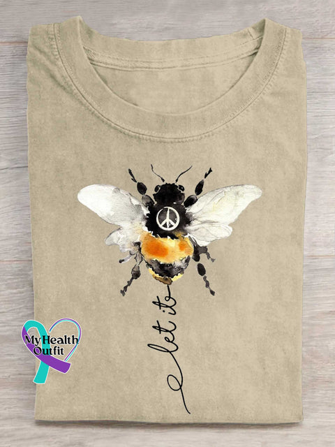 Let It Bee Peace Sign T-shirt Sand / S