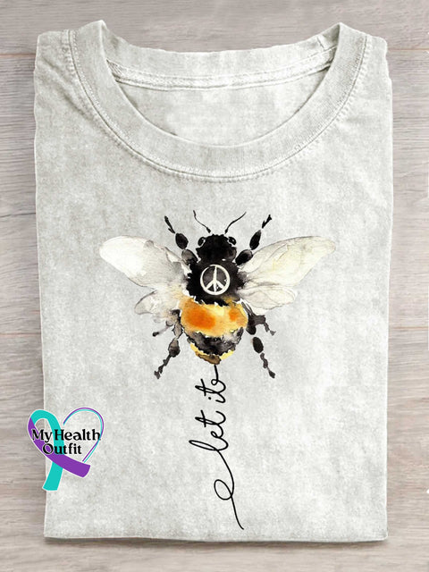 Let It Bee Peace Sign T-shirt White / S