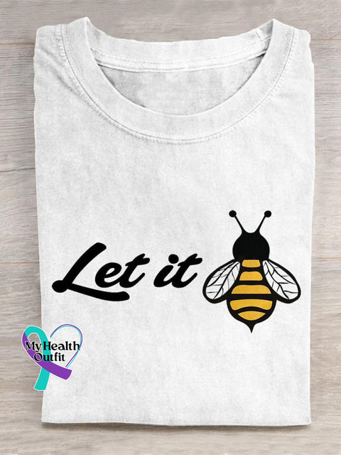 ’Let It Bee’ Positive Energy Slogan Printed T-Shirt White / S