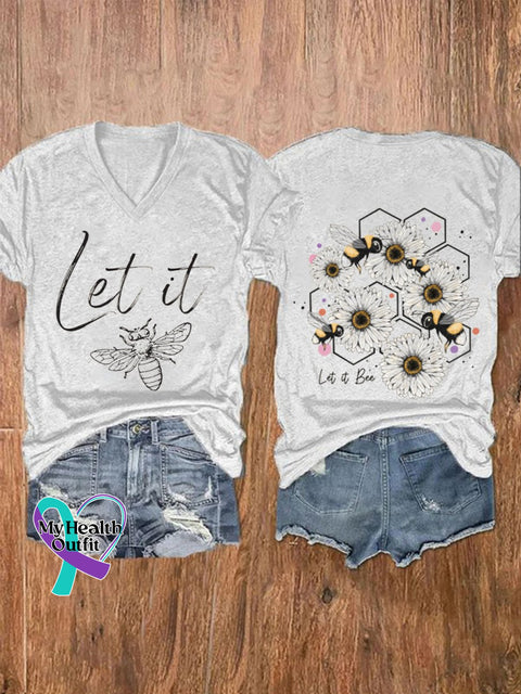 Let It Bee Print Short Sleeve Casual T-Shirt White / S