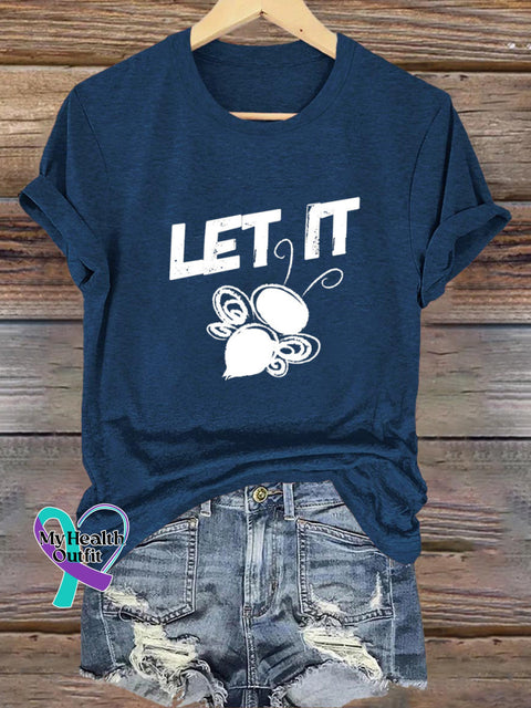 Let It Bee Printed Casual Round Neck Short Sleeve T-Shirt NavyBlue / S