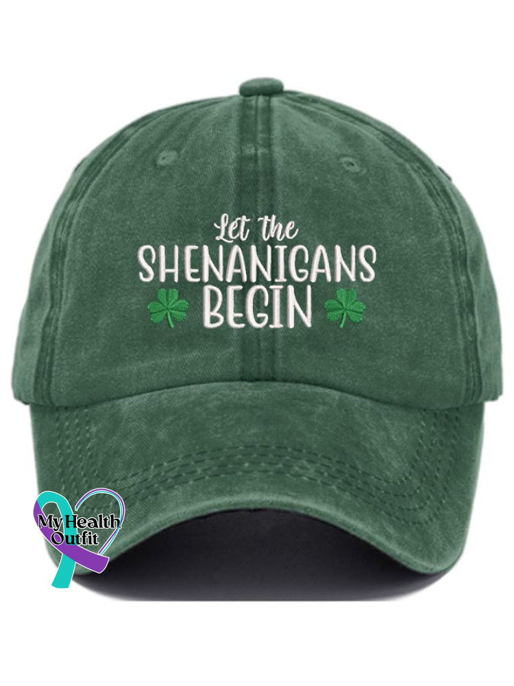 Let The Shenanigans Begin Print Baseball Cap Army Green / One-Size