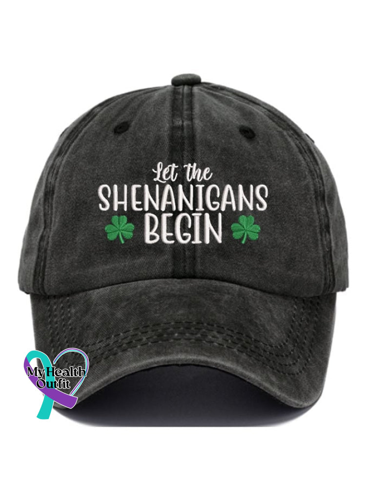 Let The Shenanigans Begin Print Baseball Cap Black / One-Size