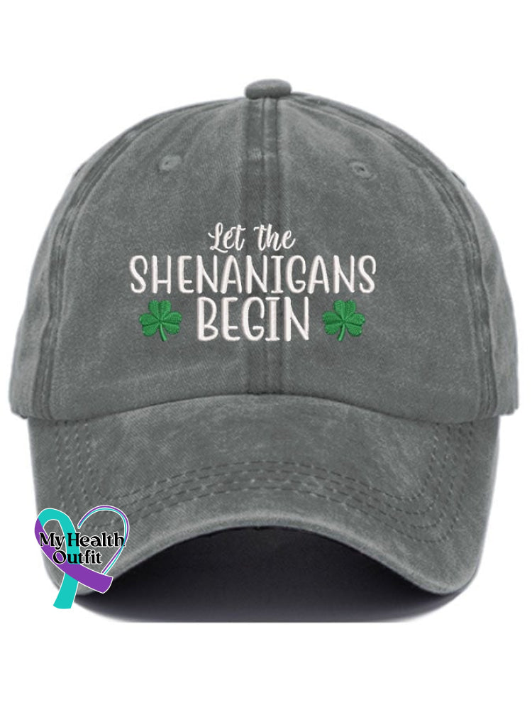 Let The Shenanigans Begin Print Baseball Cap Grey / One-Size