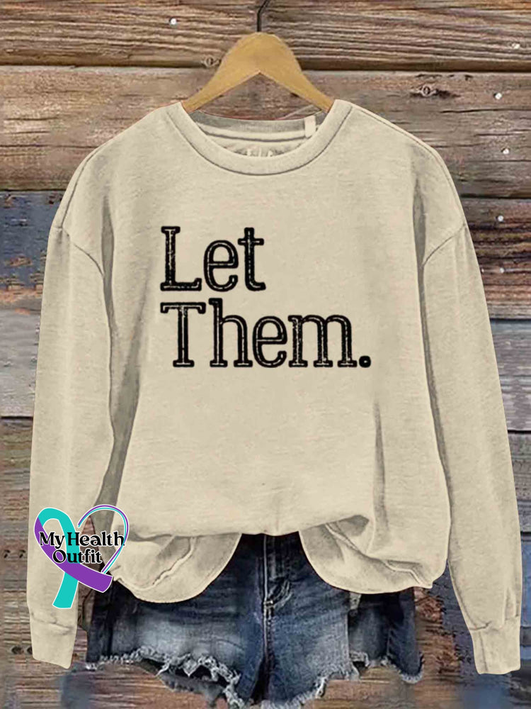 Let Them Art Print Casual Sweatshirt Apricot / S