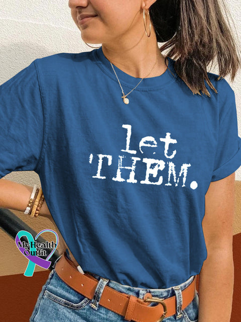 Let Them Broken Crayon Print Casual Crew Neck Short Sleeve T-Shirt Blue / S