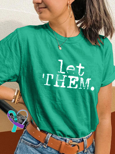 Let Them Broken Crayon Print Casual Crew Neck Short Sleeve T-Shirt Green / S