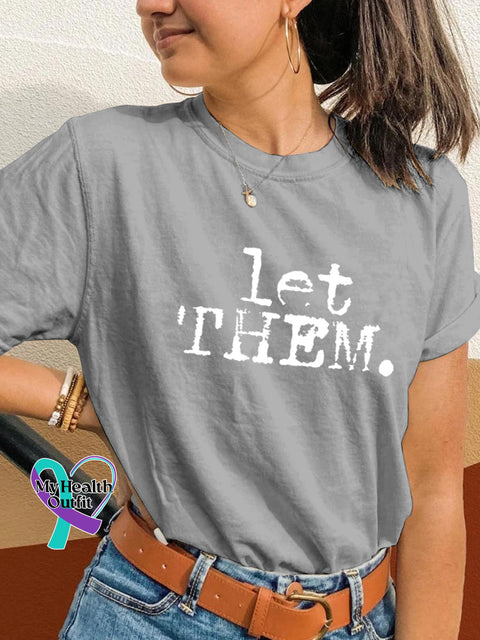 Let Them Broken Crayon Print Casual Crew Neck Short Sleeve T-Shirt Grey / S