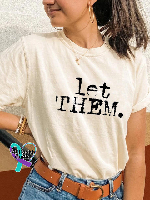 Let Them Broken Crayon Print Casual Crew Neck Short Sleeve T-Shirt White / S