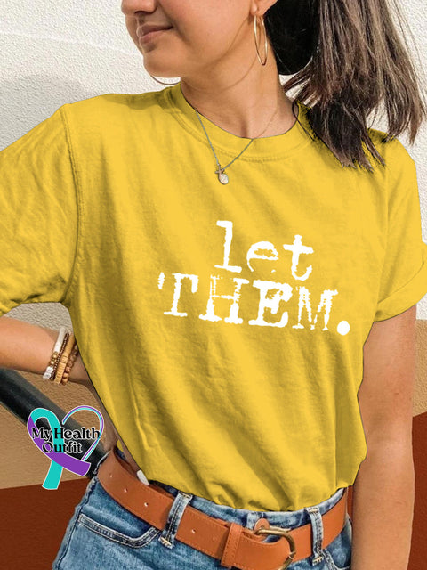 Let Them Broken Crayon Print Casual Crew Neck Short Sleeve T-Shirt Yellow / S