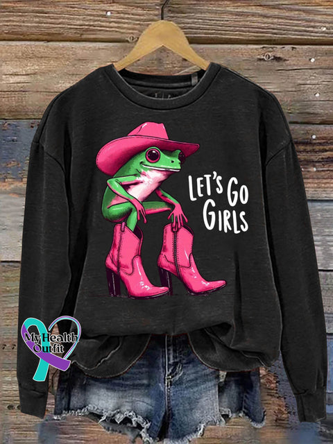 Let’s Go Girls Breast Cancer Awareness Art Print Casual Sweatshirt Black / S