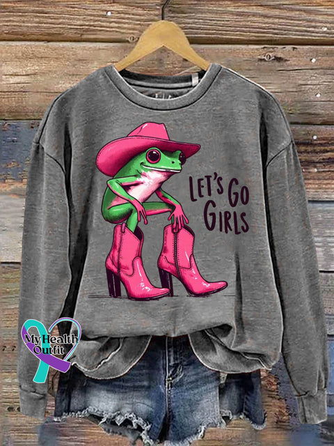 Let’s Go Girls Breast Cancer Awareness Art Print Casual Sweatshirt Grey / S