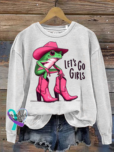Let’s Go Girls Breast Cancer Awareness Art Print Casual Sweatshirt White / S