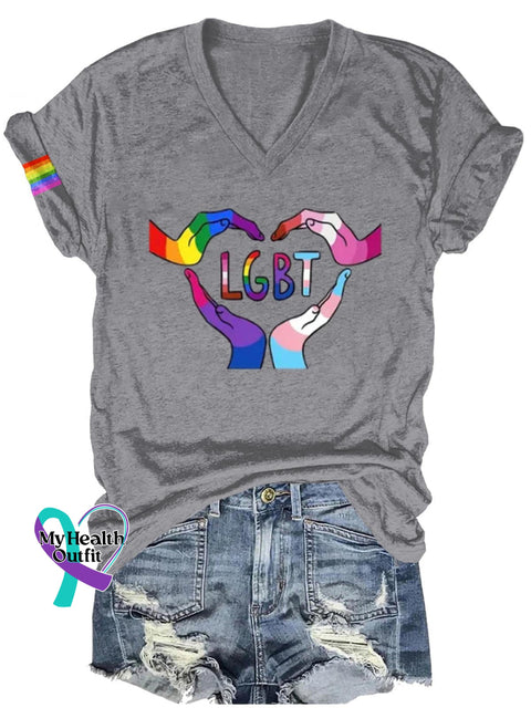 Lgbt Art Print Casual T-Shirt Grey / S