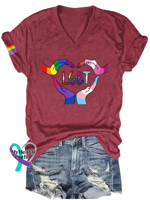 Lgbt Art Print Casual T-Shirt Maroon / S