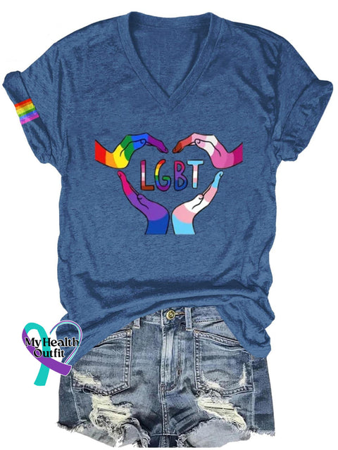 Lgbt Art Print Casual T-Shirt Navy Blue / S