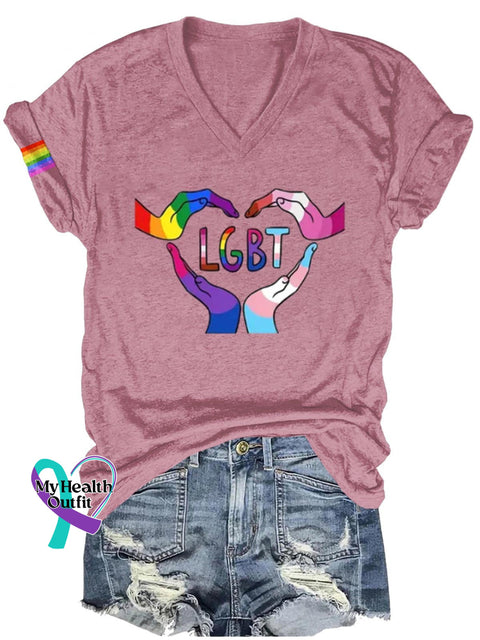 Lgbt Art Print Casual T-Shirt Pink / S