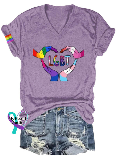 Lgbt Art Print Casual T-Shirt Purple / S