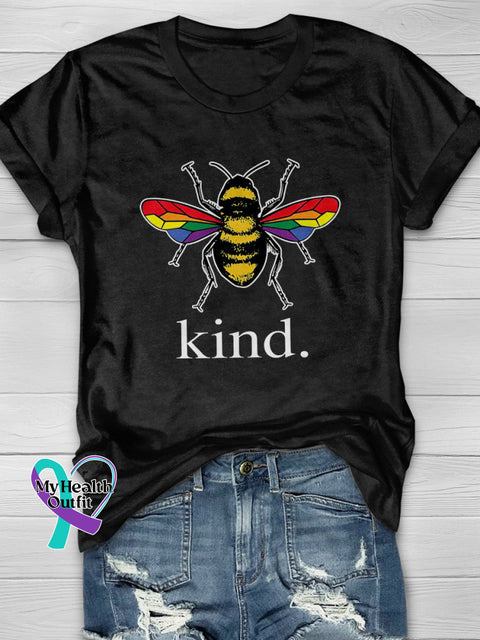 LGBT Be Kind Casual Print T-shirt Black / S